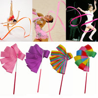 2M/4M Colorful Gym Ribbons Dance Ribbon Rhythmic Art Gymnastic Ballet Streamer Twirling Rod Stick For Gym Training Professional