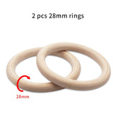 28/32mm Professional Wood Gymnastic Rings Gym Rings with Adjustable Long Buckles Straps Workout For Home Gym & Cross Fitness A