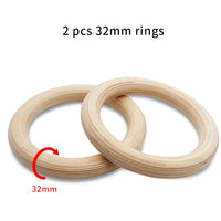 28/32mm Professional Wood Gymnastic Rings Gym Rings with Adjustable Long Buckles Straps Workout For Home Gym & Cross Fitness A