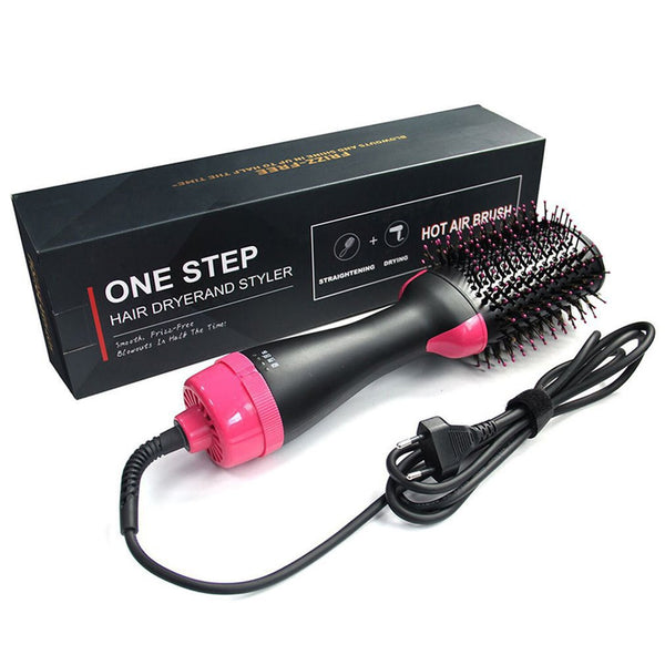 1000W Professional Hair Dryer Brush 2 In 1 Hair Straightener Curler Comb Electric Blow Dryer With Comb Hair Brush Roller Styler