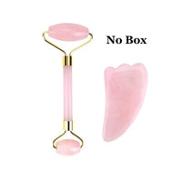 Rose Quartz Roller Slimming Face Massager Lifting Tool Natural Jade Facial Massage Roller Stone Skin Massage Beauty Care Set Box